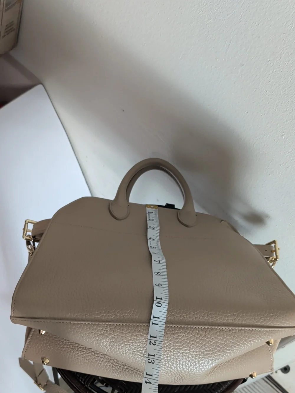 Anna Paola Riva Leather Suede Handbag Crossbody Taupe Made In Italy Satchel
